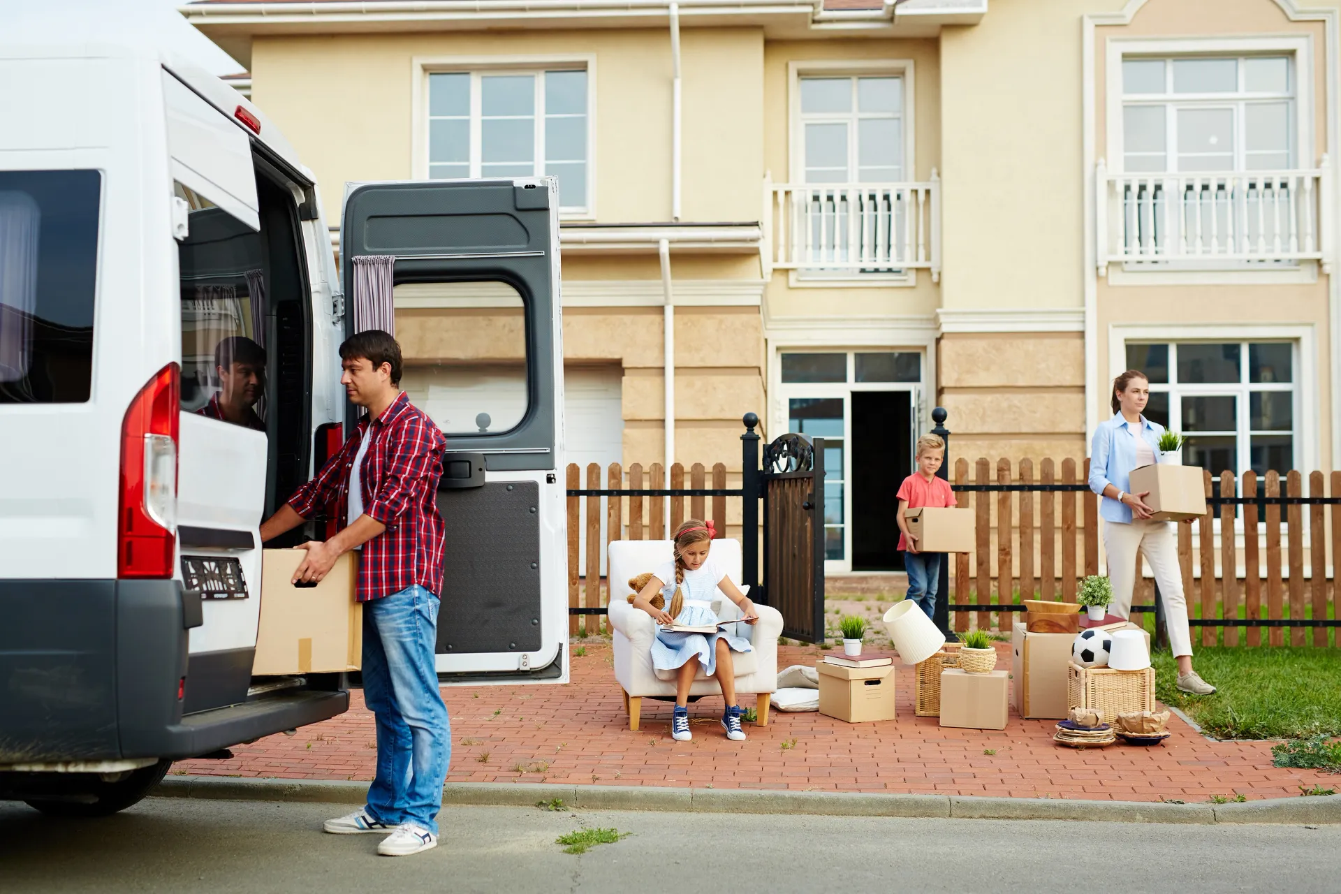 People packing and moving